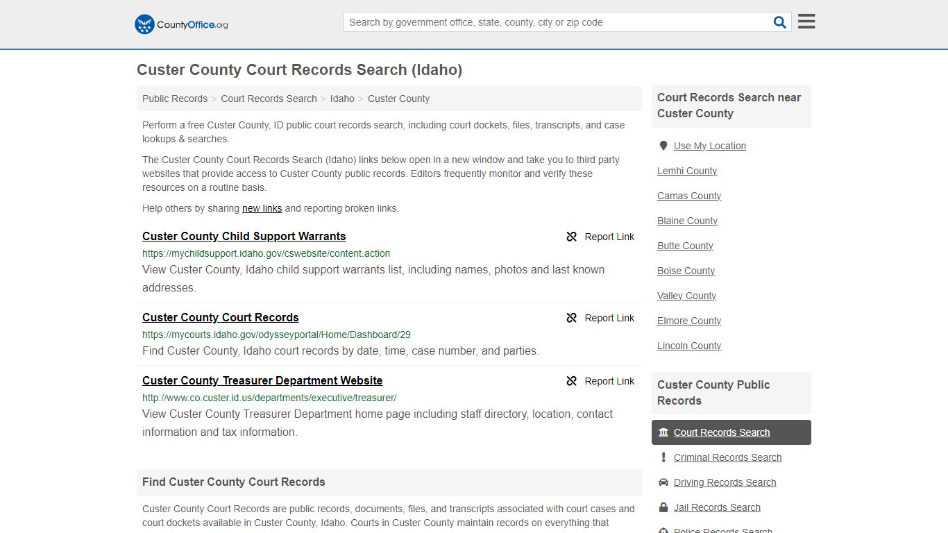Custer County Court Records Search (Idaho) - County Office