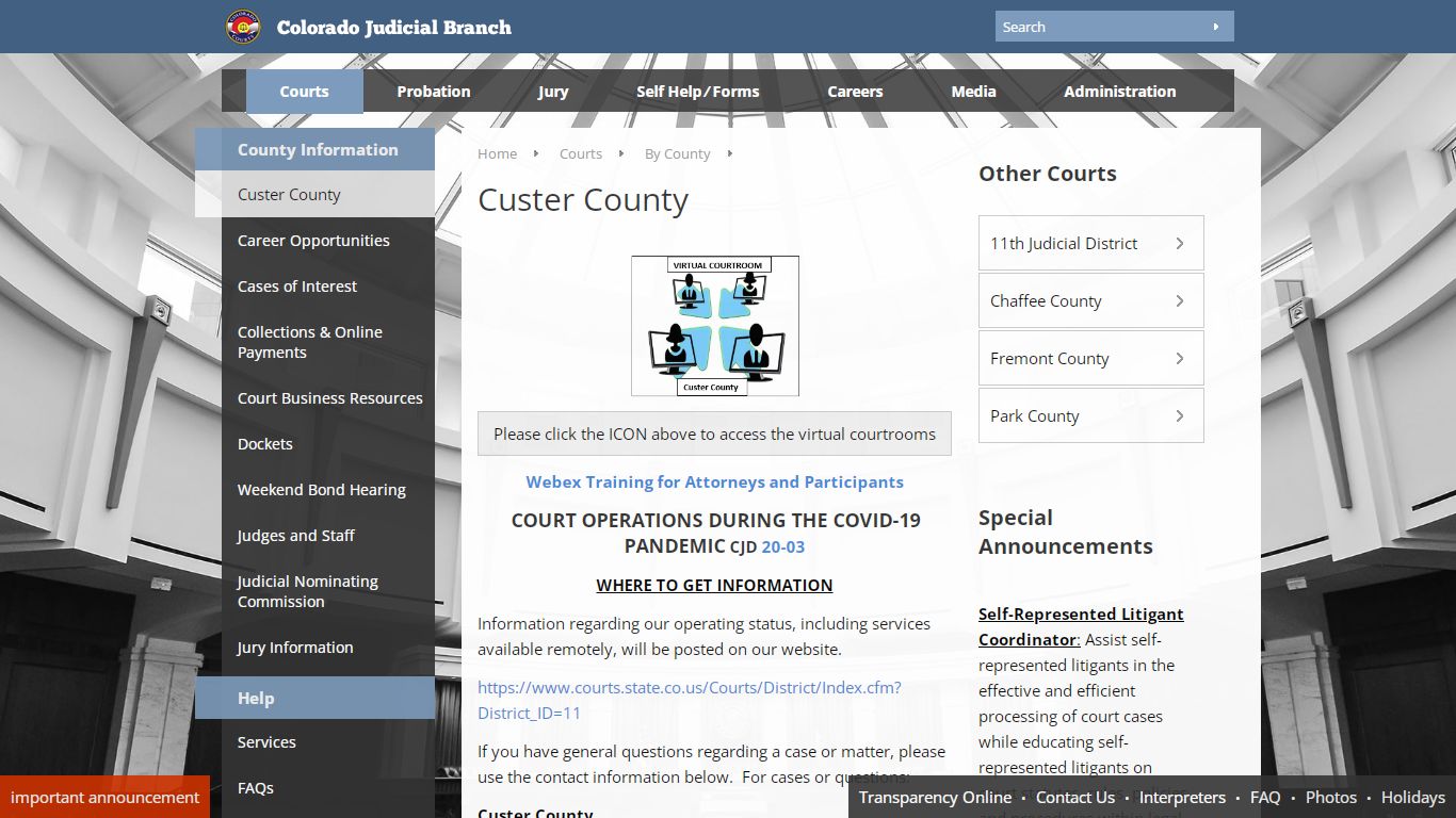 Colorado Judicial Branch - Custer County - Homepage