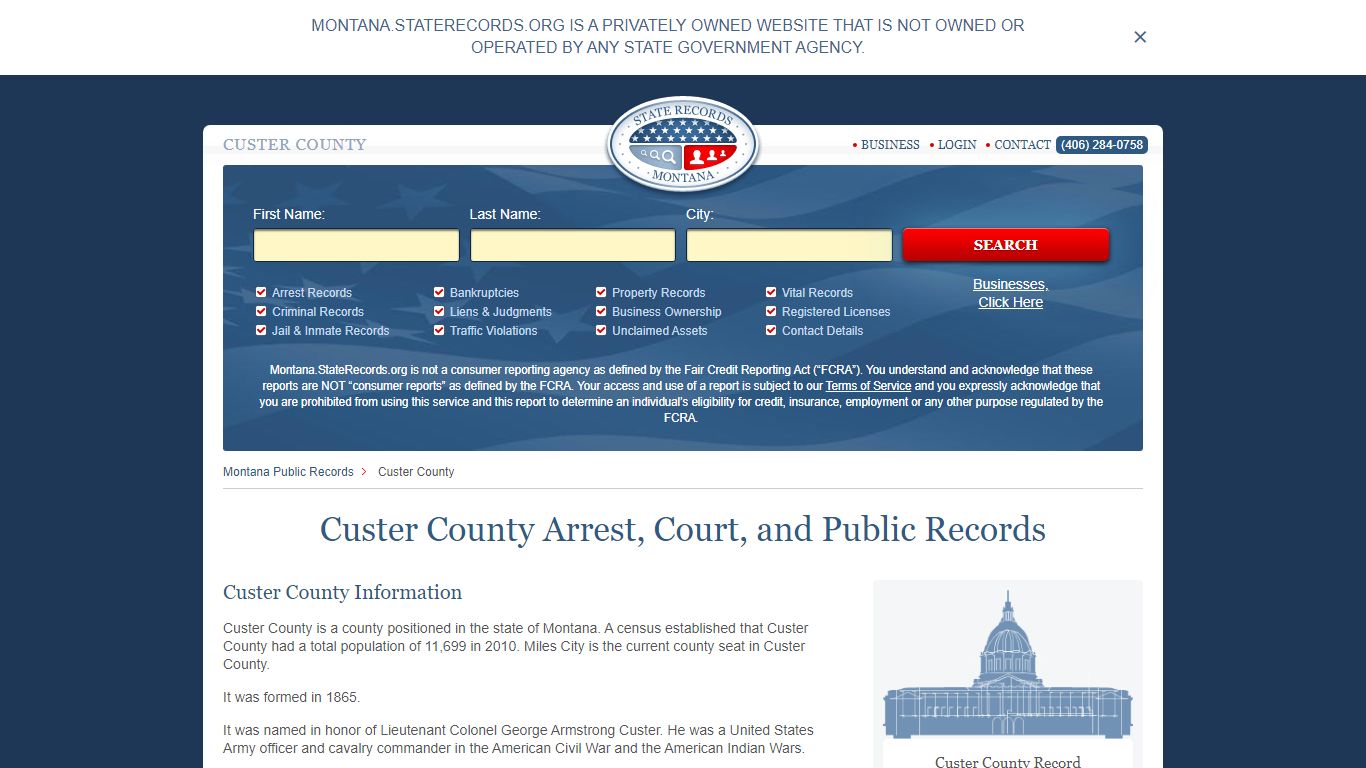 Custer County Arrest, Court, and Public Records